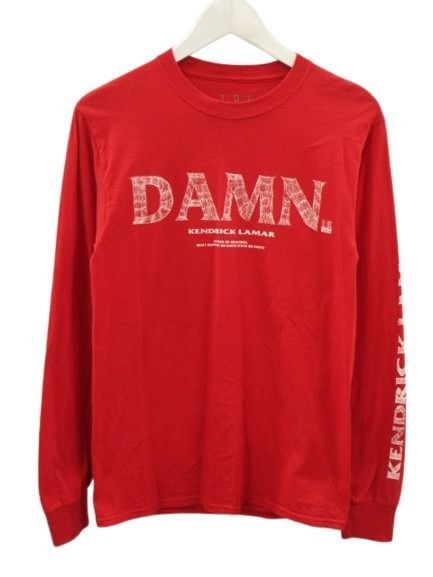 Kendrick Lamar ケンドリックラマー DAMN ロンT S 赤 レッド 長袖 Tシャツ カットソー プリント トップス 5,538円