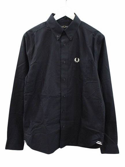 フレッドペリー FRED PERRY ボタンダウンシャツ M ネイビー ワンポイント 長袖 トップス