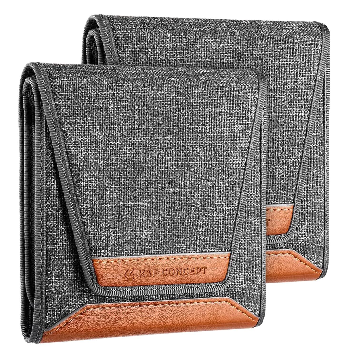 【数量限定】K&F Concept フィルターケース 3枚用 フィルター径82mm対応 円形 カメラ 一眼レフ フィルターレンズケース ポーチ 防水 防塵 折りたたみ 手入れ 保管 管理用品 2個セット