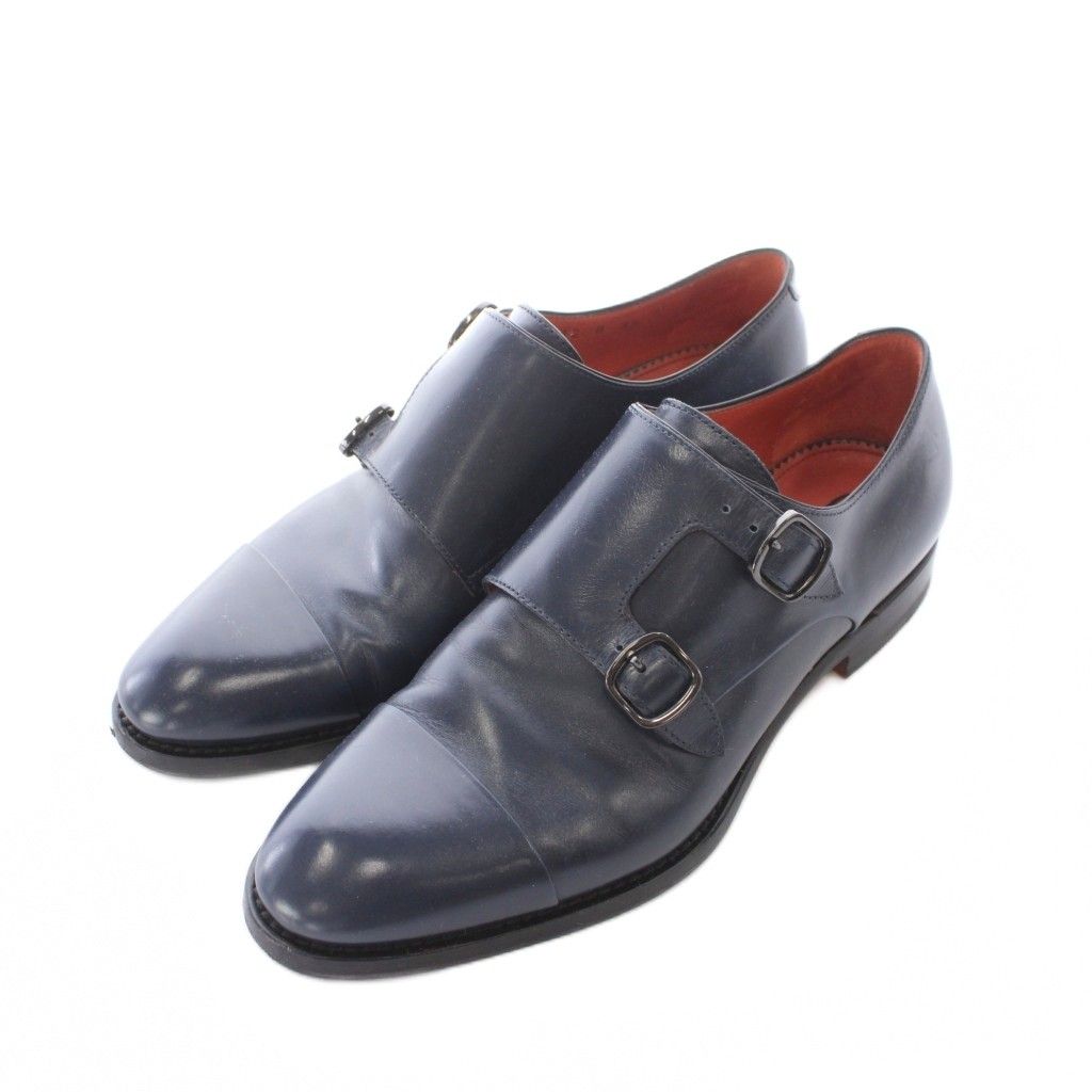 サントーニ SANTONI ダブルバックル モンクシューズ レザー 本革 35 22cm 22.5cm ネイビー ダブルバックル キャップトゥ 無地 /RI ■OS ■SH
