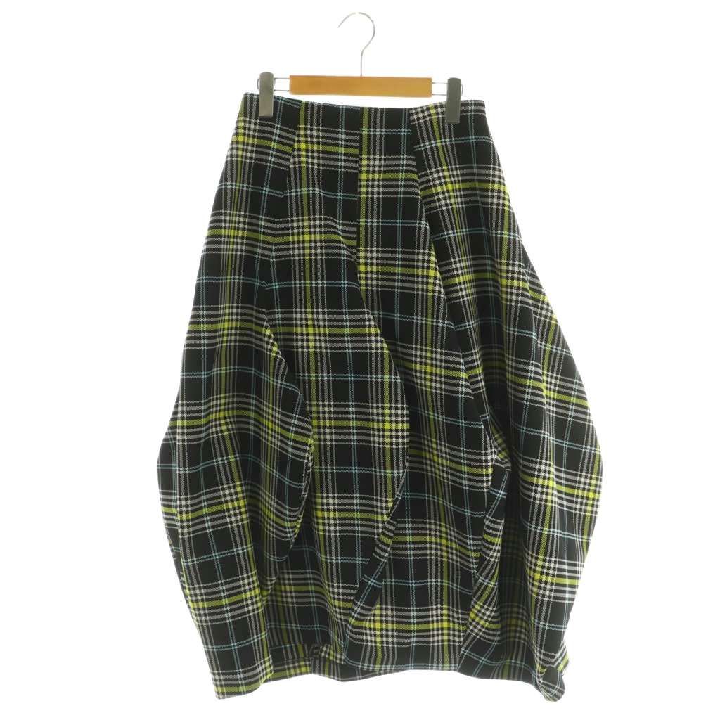 エンフォルド ENFOLD BALLOON-SKIRT スカート バルーン チェック柄 38 黒 白 黄色 水色 300GA131-2380 /MI ■OS