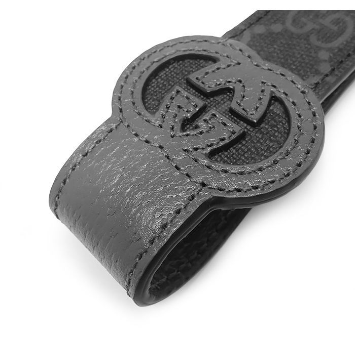 ✨️極美品✨️ グッチ GG シマ レザー キーリング レディース メンズ 黒 併売商品※◇中古美品◇GUCCI【グッチ】GGロゴキーホルダー レザー