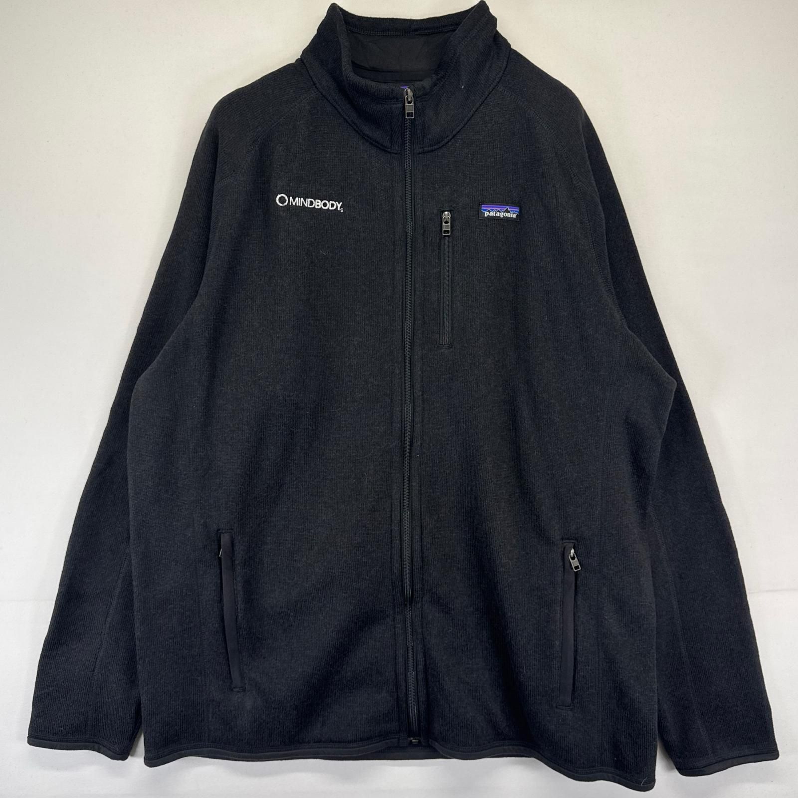 古着 パタゴニア patagonia フリース ニット フルジップ アウトドア ワンポイント ロゴ 2XL ブラック系 メンズ