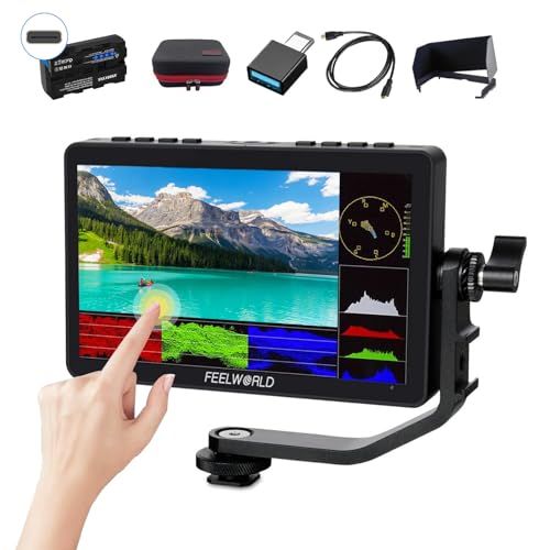 FEELWORLD F5 Pro V4 6インチデジタル一眼レフカメラフィールドモニターバンドル+バッテリー+キャリーケース+マイクロHDMIコード-3D LUT 1080P 4K HDMI付きタッチスクリーンビデオモニター、外部F970パワ bdd833d8