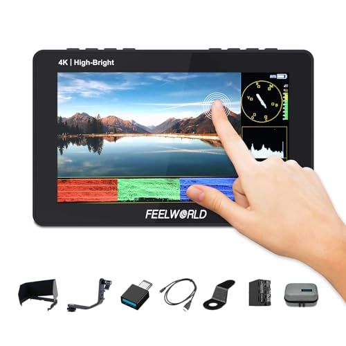 FEELWORLD F5 PROX 5.5インチ1600nit高輝度DSLRカメラフィールドモニター3D LUT波形タッチスクリーン4K HDMI/Type-C入力1920x1080IPS小型フルHD（F970バッテリーと収納袋付き）ma 5a4fde5c
