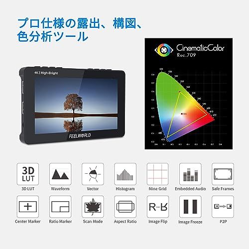FEELWORLD F5 PROX 5.5インチ1600nit高輝度DSLRカメラフィールドモニター3D LUT波形タッチスクリーン4K HDMI/Type-C入力1920x1080IPS小型フルHD（F970バッテリーと収納袋付き）ma 5a4fde5c