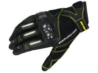 特価商品 KOMINE(コミネ) 06-124 GK-124 カーボンレザーグローブ ファルチェ ブラック/イエロー 2XLサイズ