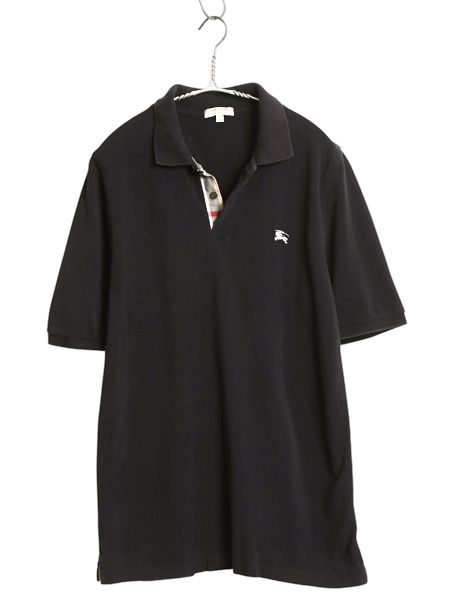 バーバリー ロンドン 鹿の子 半袖 ポロシャツ メンズ M / 半袖シャツ ノバチェック コットン ワンポイント シンプル カットソー ブラック 7,426円