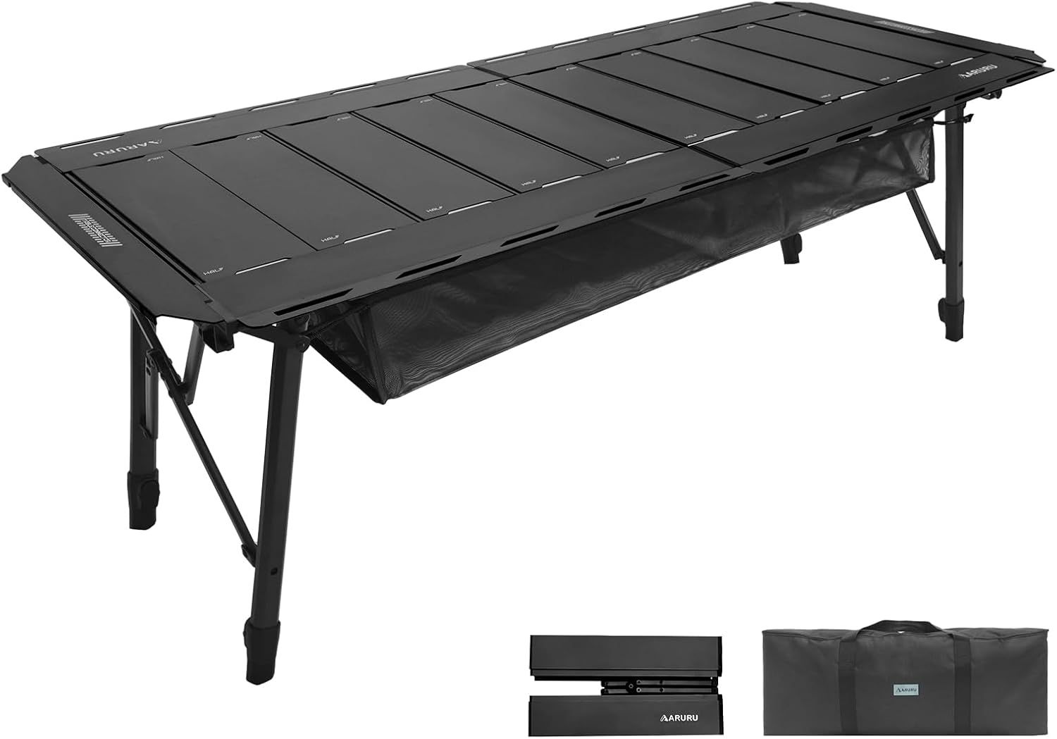 IGTテーブル 5ユニット アウトドアテーブル 高さ調整可能 137×58cm アルミ製 耐荷重50kg IGT規格対応 BBQ/キャンプ/焚き火台用 折りたたみ式 コンパクト収納バッグ付き