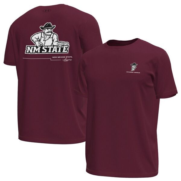 アンダーアーマー メンズ トップス Tシャツ Under Armour Mens New Mexico State Aggies Maroon Tech Stretch Short Sleeve TShirt NoColor マルーン