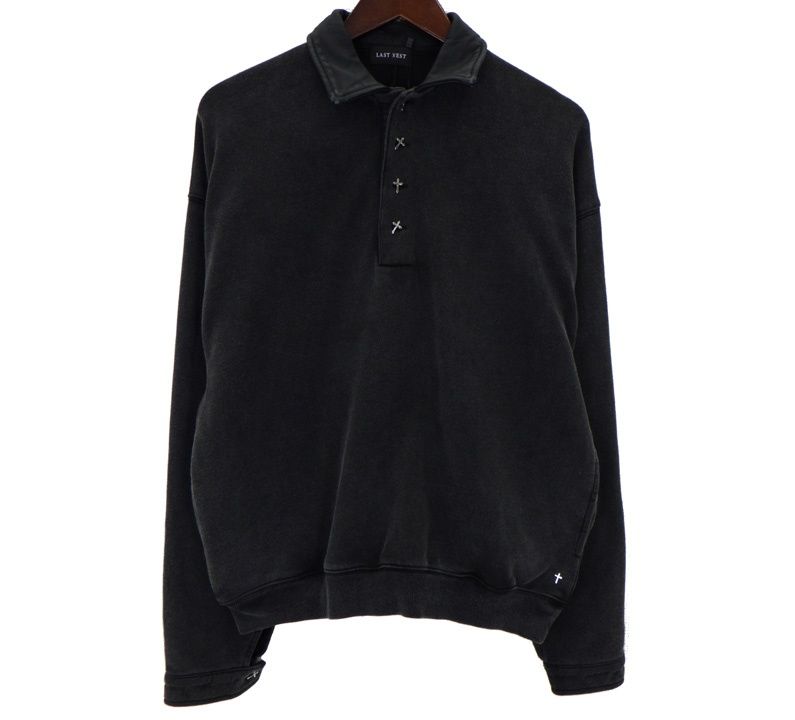 ラストネスト LAST NEST 【 LEATHER SWT 】 レザー 切り替え スウェット ポロ シャツ 49780