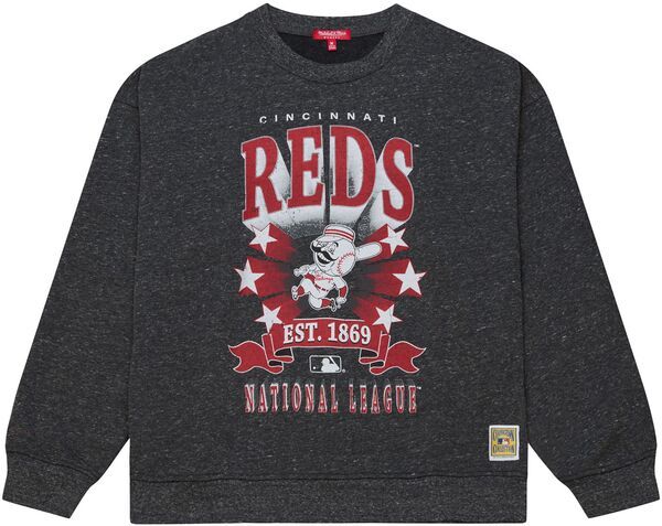ミッチェルネス レディース アウター パーカー・スウェット クルーネック シャツ Mitchell Ness Womens Cincinnati Reds Black Enxyme Star Crewneck Sweatshirt NoColor ブラック
