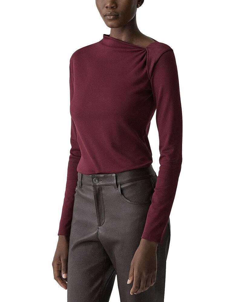 セオリー レディース トップス シャツ Theory Slash Neck Twist Shoulder Toport Red レッド