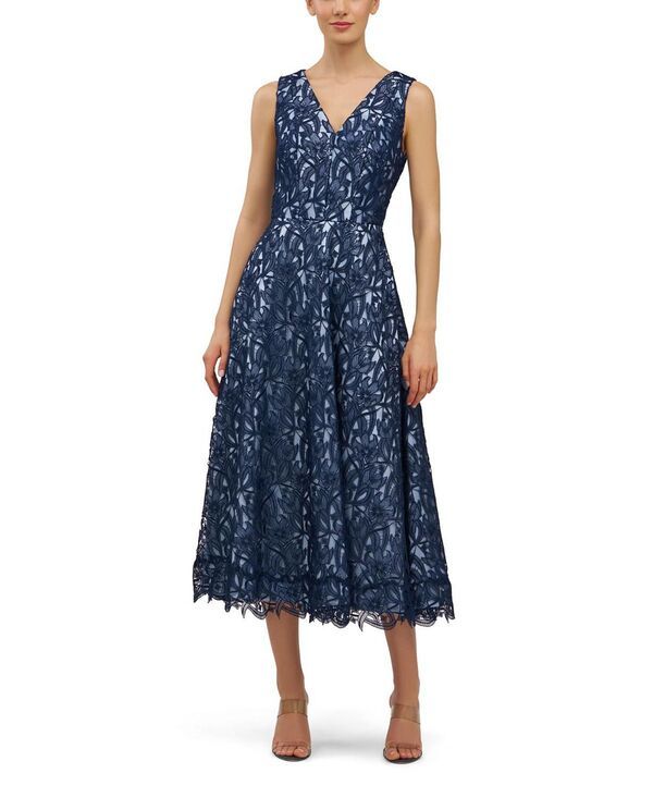 ケイ アンジャー レディース トップス ワンピース Kay Unger Danielle Tea Length Dress Blue ブルー
