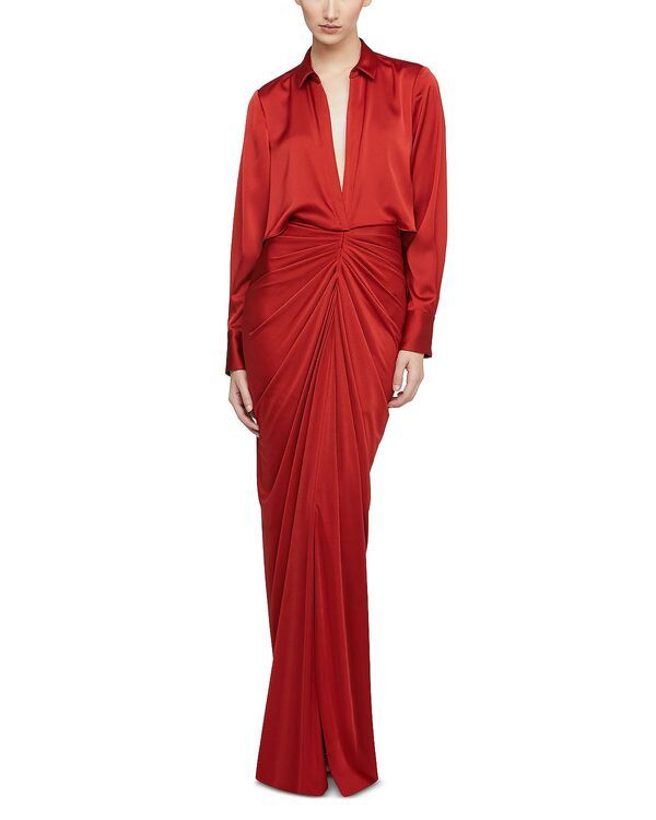 ホルストンヘリテイジ レディース トップス ワンピース サテン ジャージー HALSTON Katrine Jersey Satin Gown Auburn