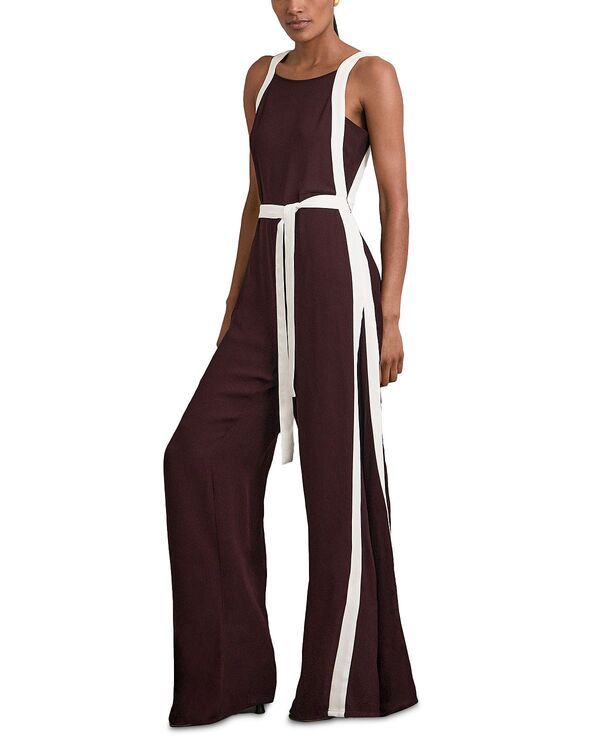 レイス レディース トップス ジャンプスーツ REISSalma Color Block Jumpsuit BurgundyCream クリーム