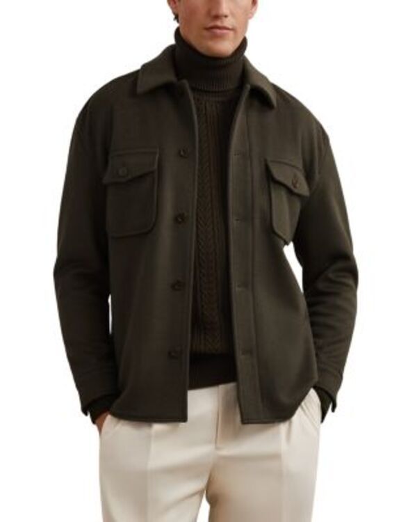 レイス メンズ トップス シャツ REISS Liam Long Sleeve Button Front Overshirt Khaki Green グリーン
