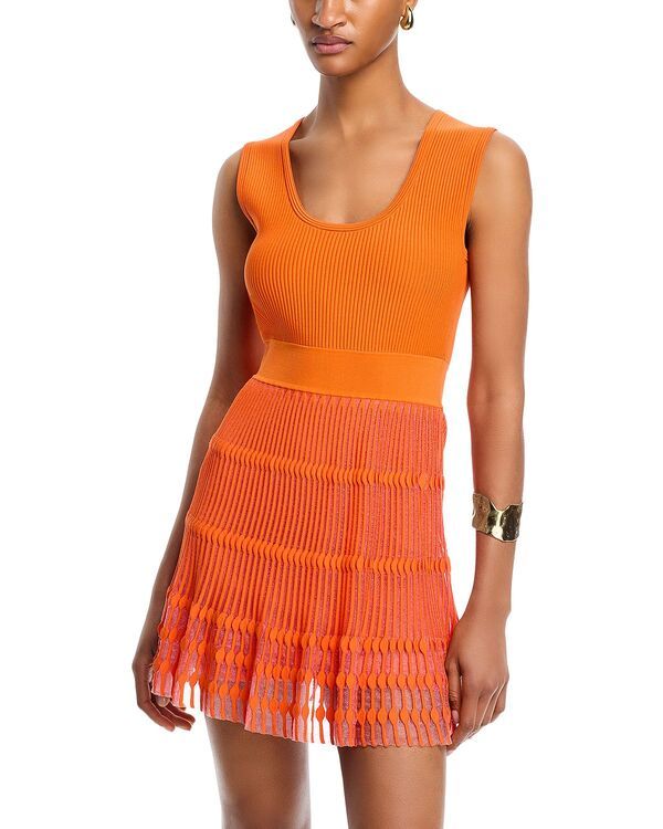 ミリー レディース トップス ワンピース ミニ シアー ニット MILLY Sheer Knit Mini Dress Coral コーラル