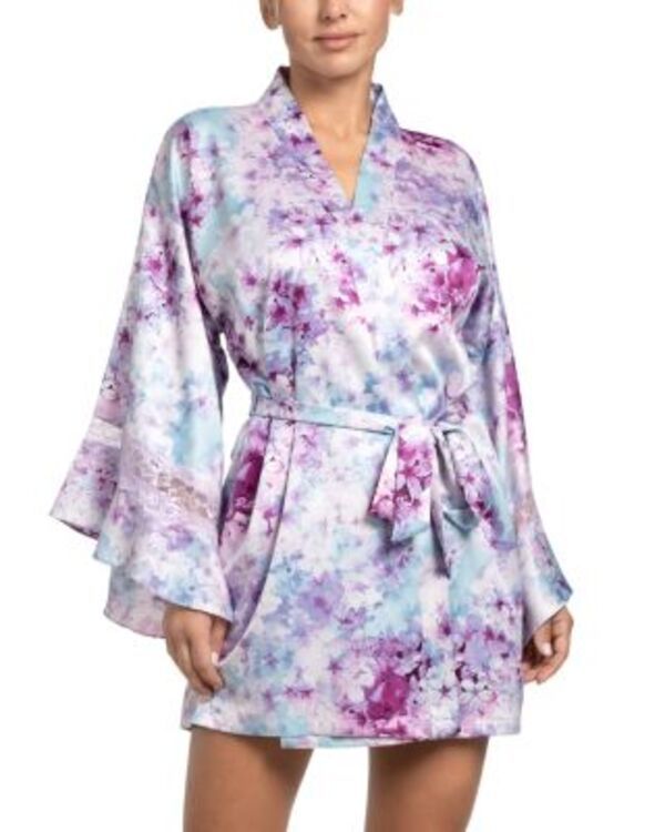 インブルーム レディース アンダーウェア ナイトウェア フラワー柄 サテン フラワー In Bloom by Jonquil Floral Satin Wrap Robe Lavender ラベンダー