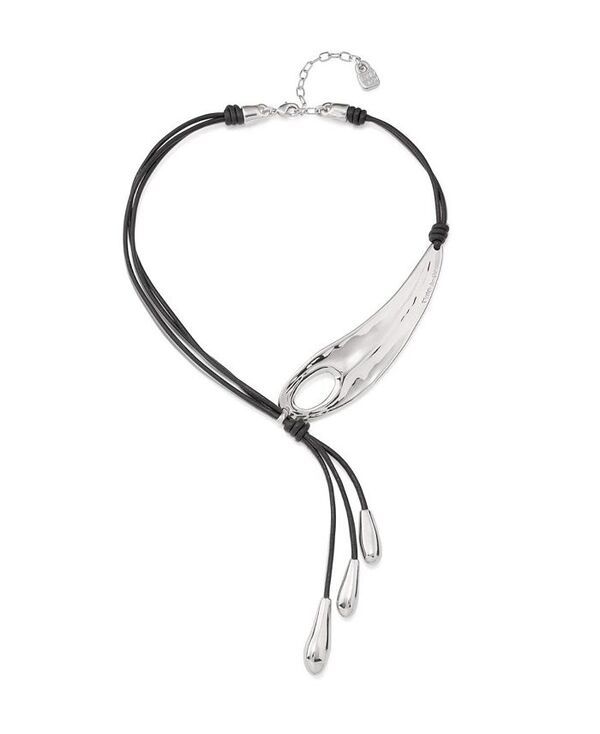 ウノデ 50 レディース アクセサリー ネックレス・チョーカー・ペンダントトップ レース レザー フリンジ UNOde50 Fringed Leather Whip Necklace Silver シルバー