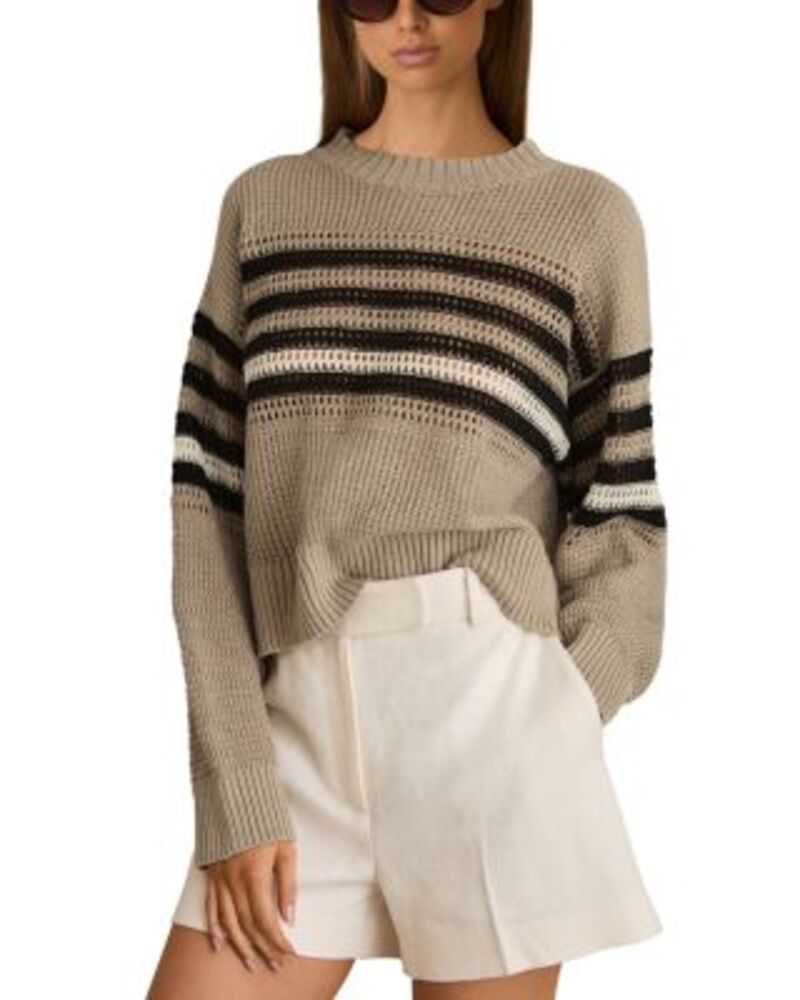 レイス レディース アウター ニット・セーター リネン REISS Catrice Linen Striped Sweater NeutralBlack ブラック
