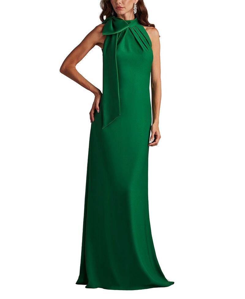 タダシショージ レディース トップス ワンピース ホルター Tadashi Shoji Simshoulder Bow Halter Gown Green グリーン