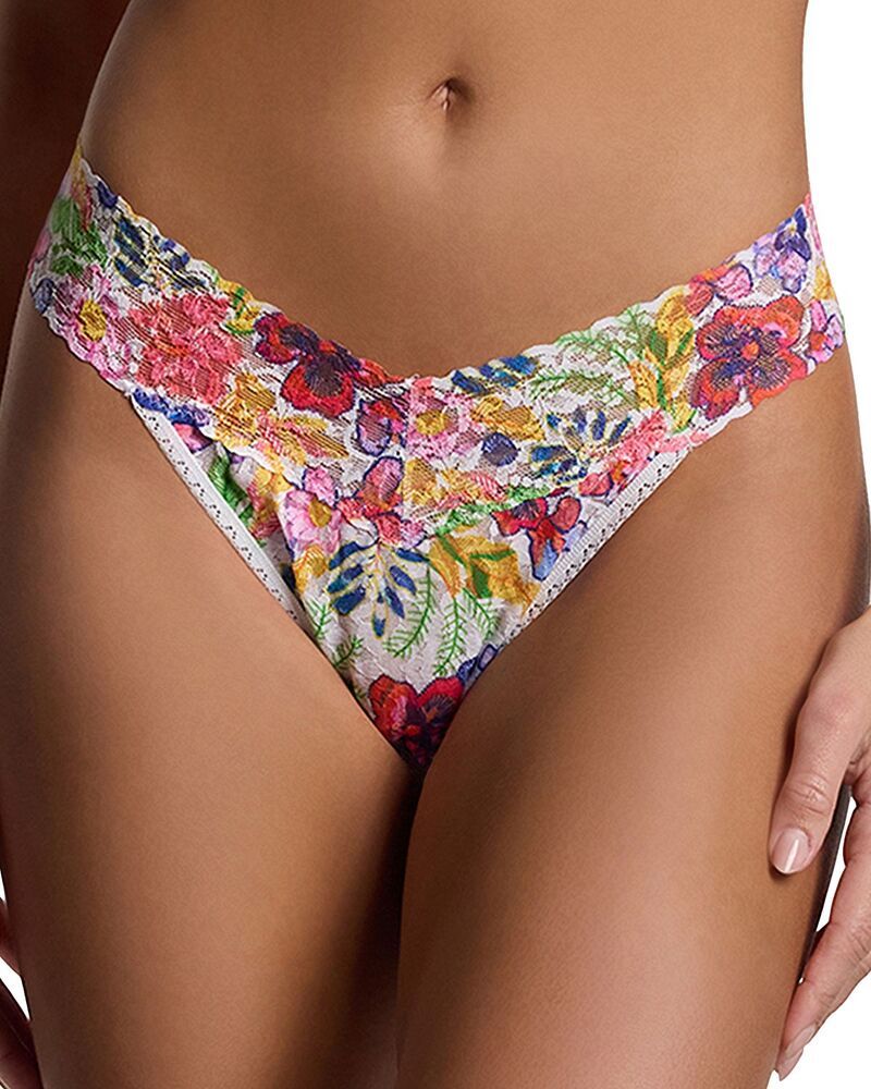 ハンキーパンキー レディース アンダーウェア パンツ プリント レース Hanky Panky Printed Signature Lace Original Rise Thong Adorned