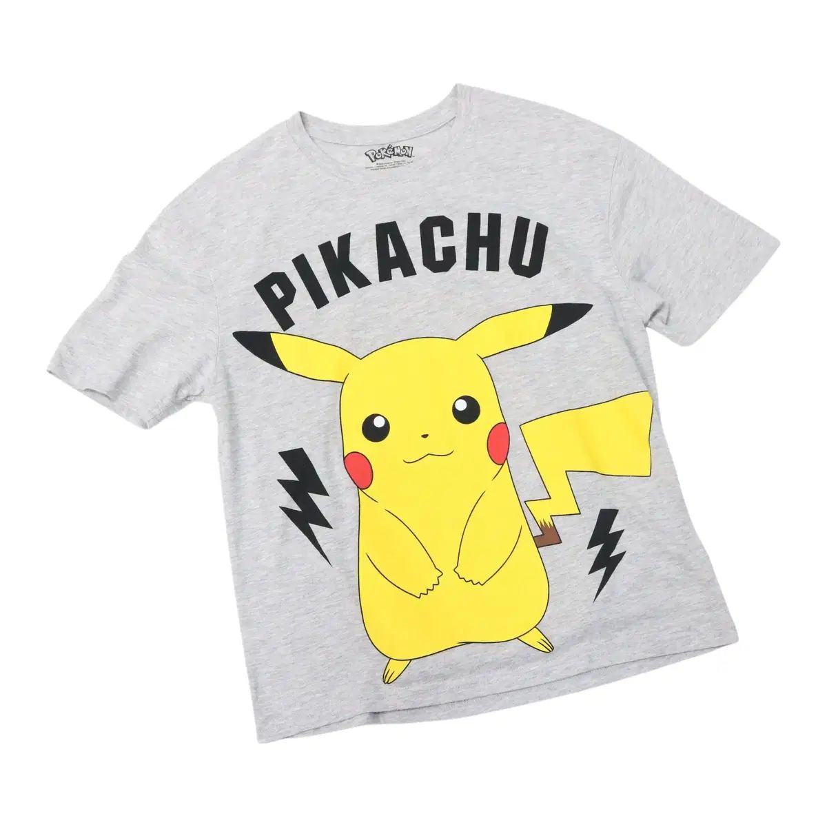ポケットモンスター ピカチュウ BIG プリント グレー 半袖Tシャツ