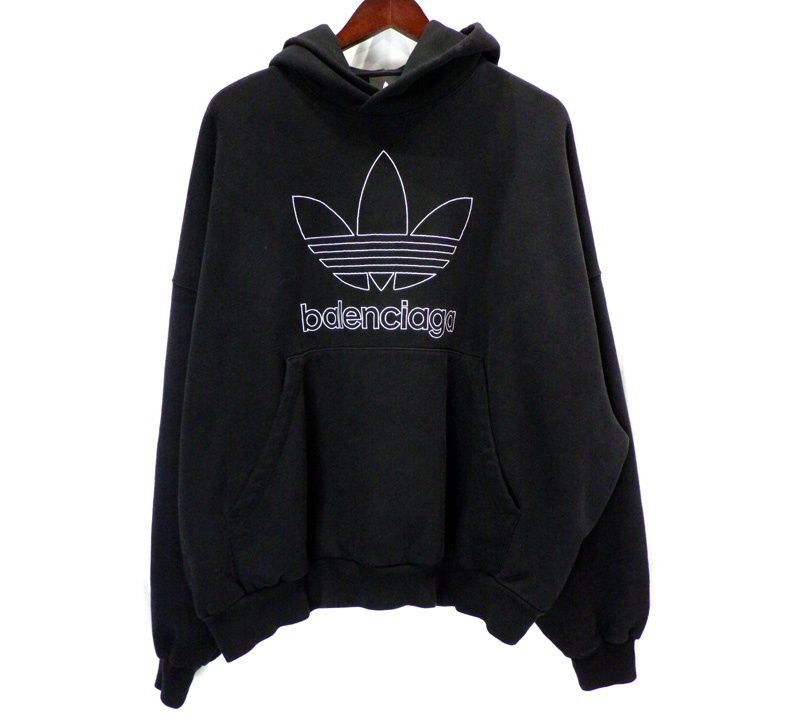 バレンシアガ BALENCIAGA 23SS 【 Large Hoodie Oversized 712396 TNVA9 】 フリント ロゴ プリント ラージ オーバーサイズ スウェット フーディ パーカー n11099