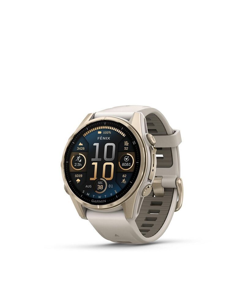 ガーミン メンズ アクセサリー 腕時計 Garmin Fenix 8 43mm AMOLED Saphire Soft Gold Sand band Watch Fitness Tracker Gold ゴールド