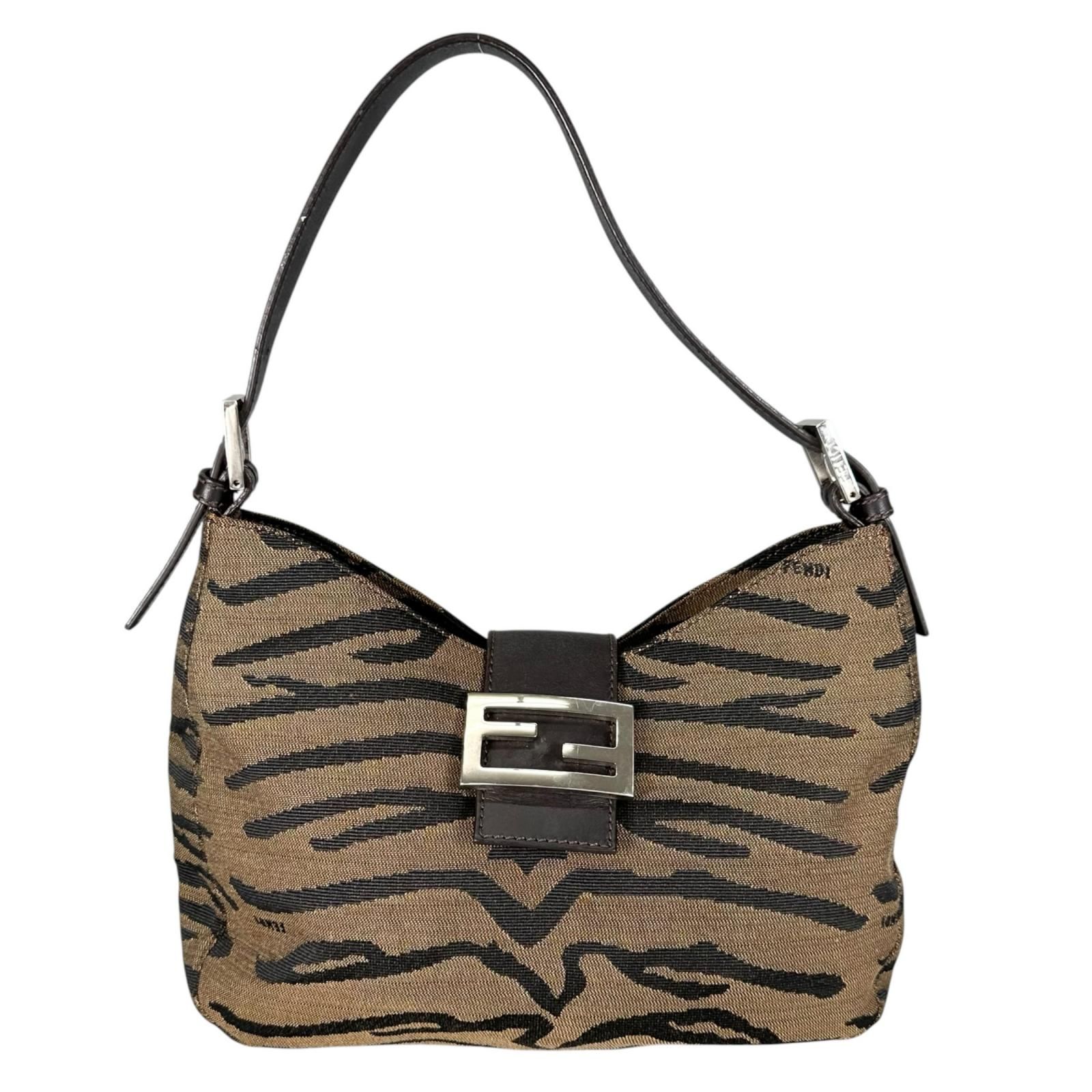 美品 FENDI フェンディ ホーボー ハンドバッグ ナイロン ブラウン レディース【中古】【送料無料】