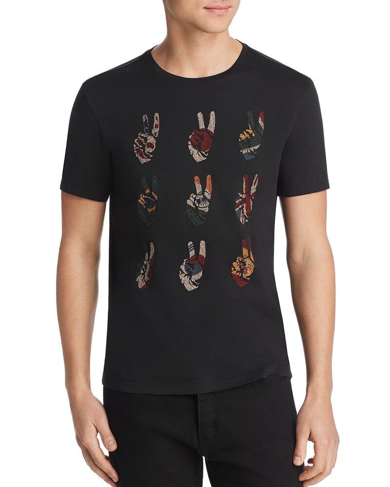 ジョンバルベイトス メンズ トップス Tシャツ グラフィック John Varvatostar USA Peace Symbol Graphic Tee BLACK ブラック