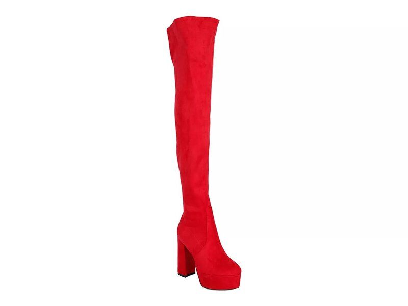 ロンドンラグ レディース シューズ ブーツ・レインブーツ プラットフォームブーツ プラットフォーム London Rag Bubble Platform Boot Red Micro Suede レッド