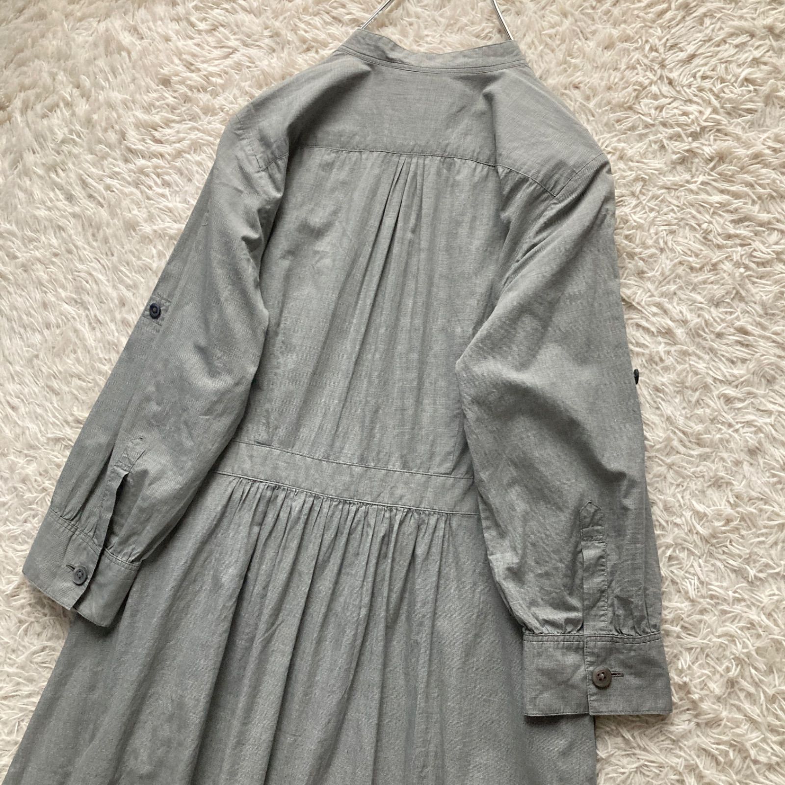 マーガレットハウエル　コットンツイル　シャツワンピース　Aライン　グレー　日本製 マーガレットハウエル MARGARET HOWELL 日本製 綿 コットン シャツ