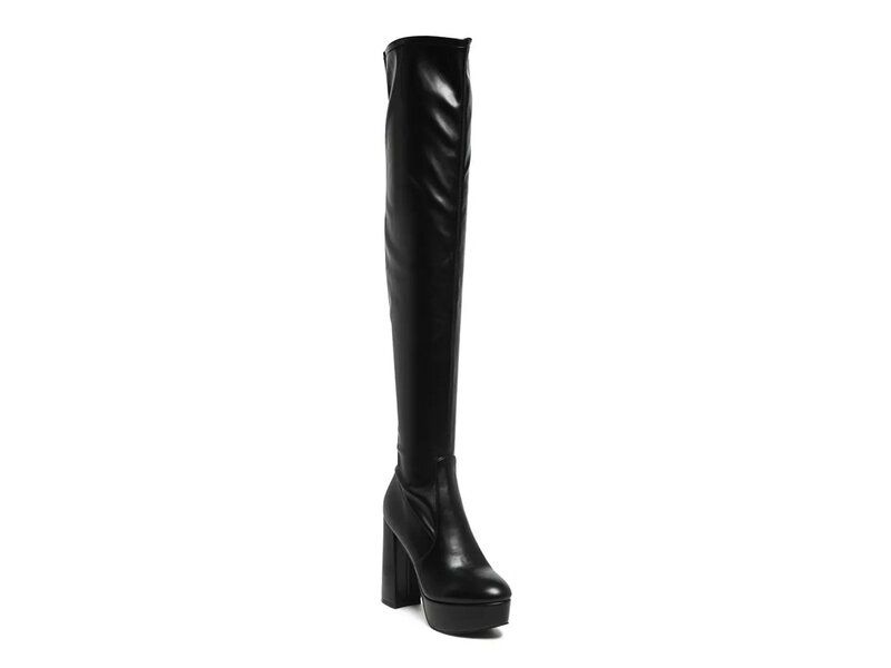 ロンドンラグ レディース シューズ ブーツ・レインブーツ London Rag Bubble OvertheKnee Boot Black Patent ブラック