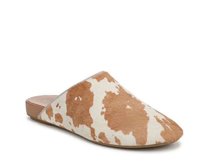 バイオニック レディース シューズ サンダル Vionic Opal Mule TanWhite Cow Print Suede ホワイト