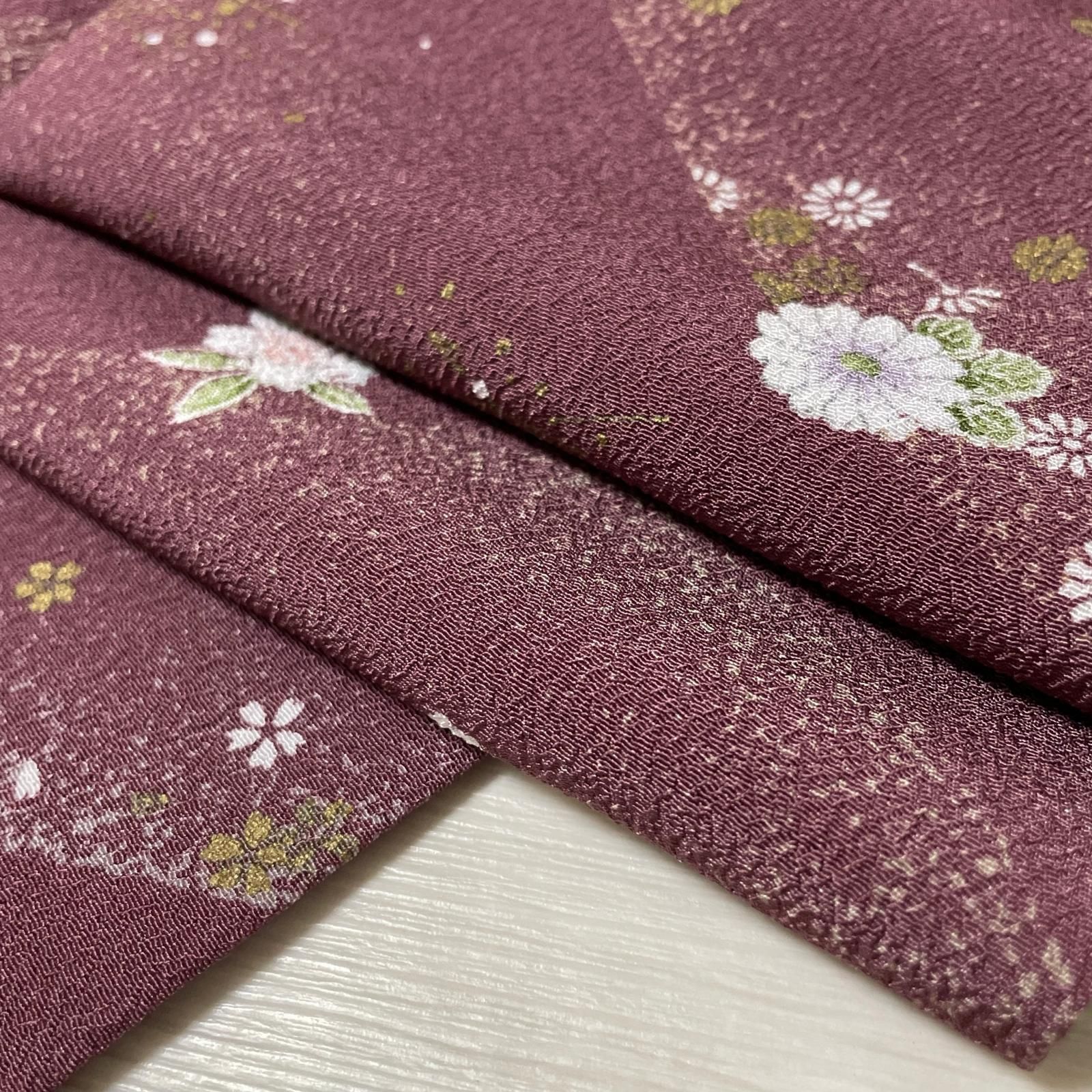 さんび誂え 高級化繊 小紋 裄66.5 たたき染め 可愛い花模様 着物 正絹 X-1487 8,208円