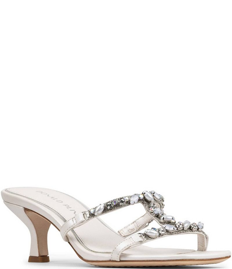 ドナルドプリネール レディース シューズ サンダル レザー Donald Pliner Griffon Pearlized Leather Jewel Ornamented Dress Slide Sandals Pearl パール