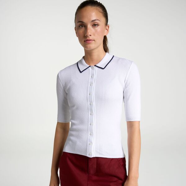 ウォルターヘーゲン レディース アウター ニット・セーター ポロシャツ Walter Hagen Womens Fashion Short Sleeve Sweater Golf Polo White ホワイト