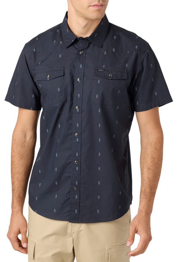 オニール メンズ トップス シャツ ONeill Mens Bar Dog Short Sleeve Snap Standard Shirt Phantom