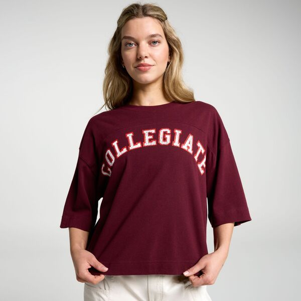 DSG レディース トップス Tシャツ コットン グラフィック DSG Womens Heavyweight Cotton Graphic Tee Collegiateam Burgundy バーガンディ