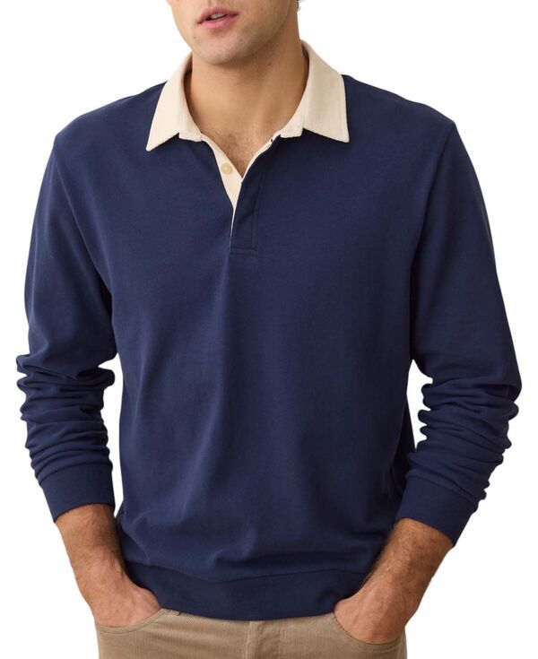 マリーン レイヤー メンズ トップス ポロシャツ スエード Marine Layer Mensueded Long Sleeve Rugby Polo Mood Indigo インディゴ