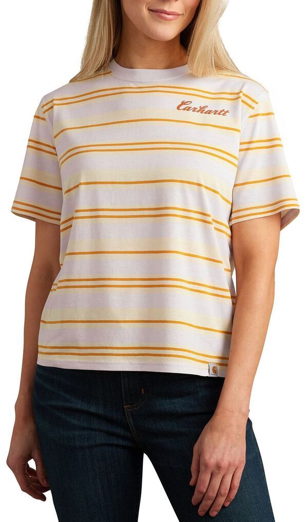 カーハート レディース トップス Tシャツ Carhartt Womens TENCEL Fiber Striped Tee Fresh Lavender Stripe ラベンダー