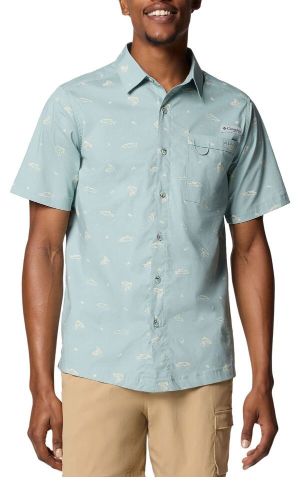 コロンビア メンズ トップス シャツ Columbia Mens PFG Wild Cast Camp Shirt Crushed Blue Troutopia ブルー