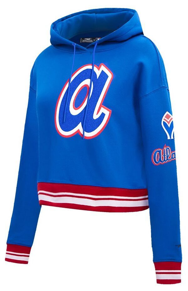 プロスタンダード レディース アウター パーカー・スウェット クロップド フリース Pro Standard Womens Atlanta Braves Retro Cropped Fleece Hoodie Royal