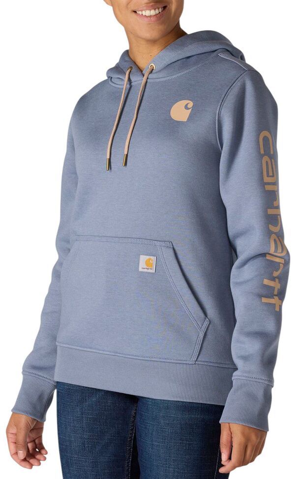 カーハート レディース アウター パーカー・スウェット グラフィック Carhartt Womens Clarksburgraphic Sleeve Hoodie Light Fade NvyLtpe Htr