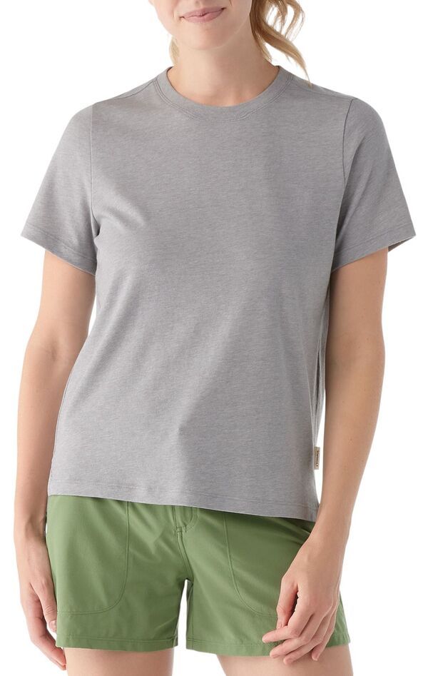 スマートウール レディース トップス Tシャツ SmartWool Womens Perfect Crew Short Sleeve TShirt Light Grey Heather グレー