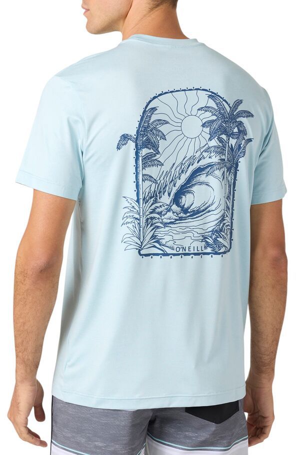オニール メンズ トップス Tシャツ ONeill Mens TRVLR UPF Tropics TShirt Heather Light Blue ヘザー