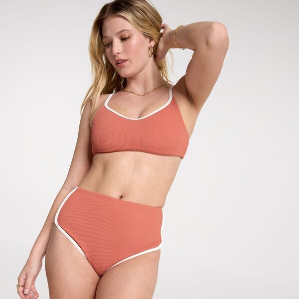 キャリー レディース 水着 トップのみ オープンバック CALIA Womens Tipped Strappy Open Back Swim Top Warm Terracotta テラコッタ
