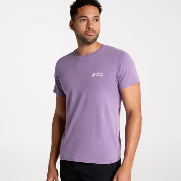 アルパインデザイン メンズ トップス Tシャツ グラフィック Alpine Design Menshort Sleeve Graphic TShirt Washed PurpleWhite Ad ホワイト